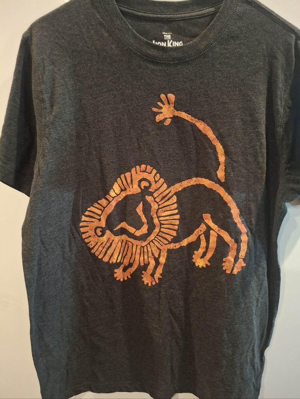 Adults Charcoal Gray T-Shirt with Orange Lion King Graphic